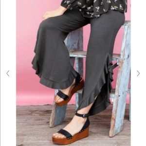 Matilda Jane ruffle pants, dark gray, size L
